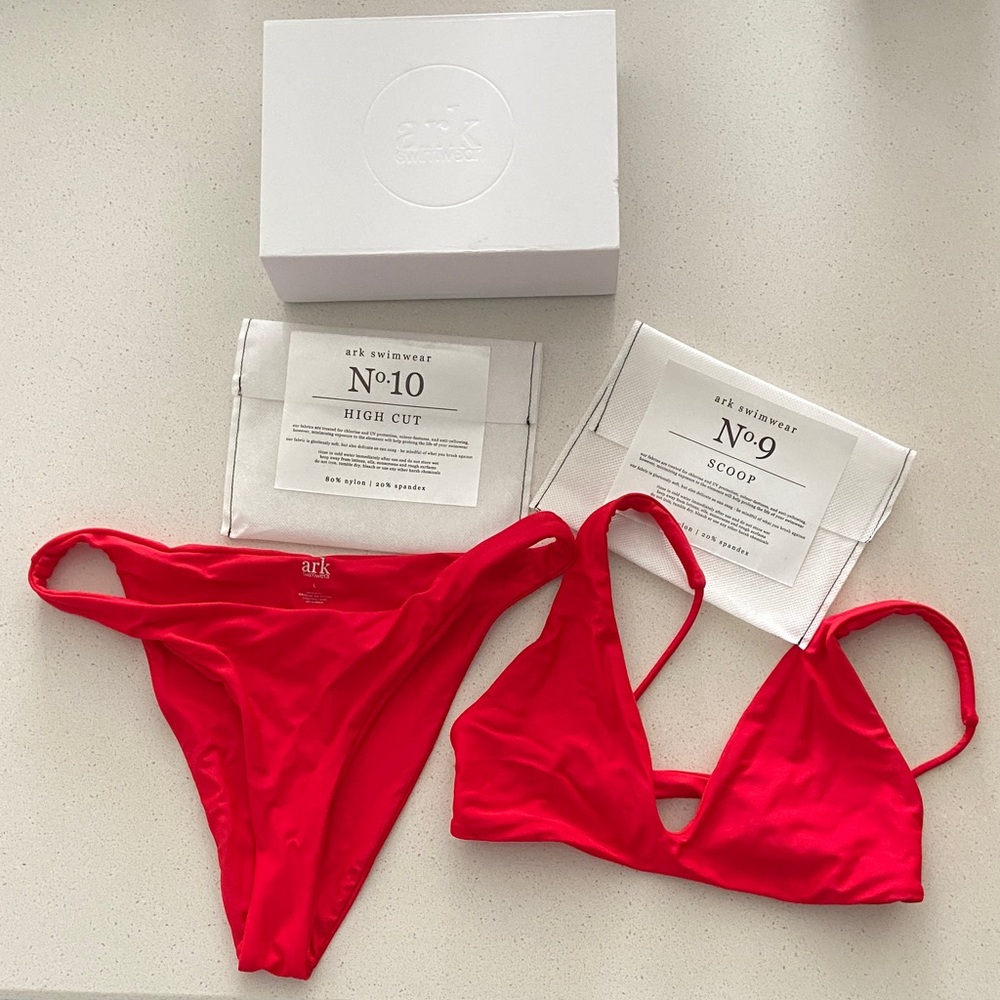 ark swimwear Red Bikini Set - Scoop Top & High Cut Bottom